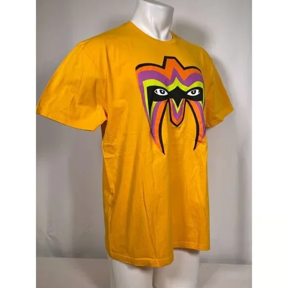 Ultimate Warrior WWE Legends Face Paint Mask Yellow T-Shirt Men's XL - Picture 3 of 5